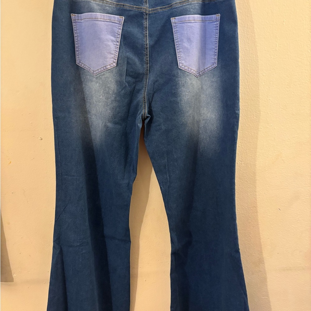 Two Tone Flare Leg Blue Denim Jeans NWOT Sizes XL, 2X, 3X - Picture 5 of 7